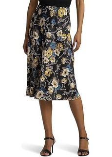 Ralph Lauren Floral Satin Charmeuse Midi Skirt