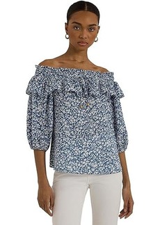 Ralph Lauren Floral Voile Off-the-Shoulder Blouse