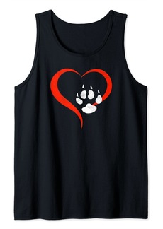 Ralph Lauren For The Love Of My Cat - Red Heart & White Cat Paw - Grunge Tank Top