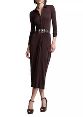 Ralph Lauren Gathered Button-Front Midi-Shirtdress