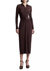 Ralph Lauren Gathered Button-Front Midi-Shirtdress