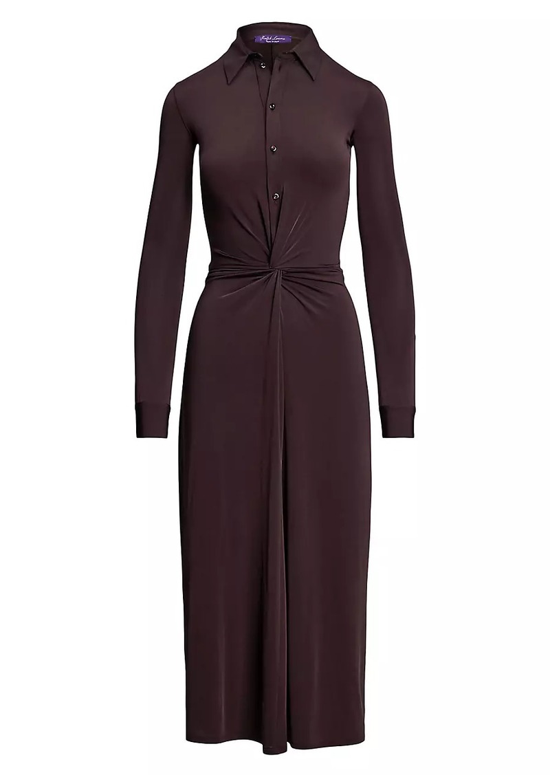 Ralph Lauren Gathered Button-Front Midi-Shirtdress