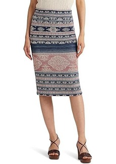 Ralph Lauren Geo Motif Linen-Cotton Pencil Skirt