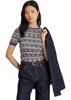 Ralph Lauren Geo Stripe Short Sleeve Sweater