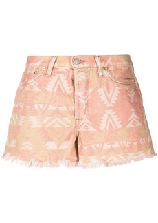 Ralph Lauren geometric frayed-edge shorts