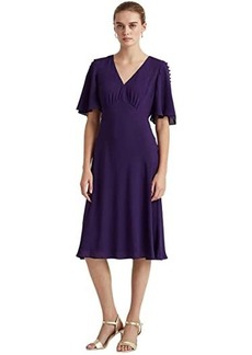 Ralph Lauren Georgette Flutter-Sleeve Dress