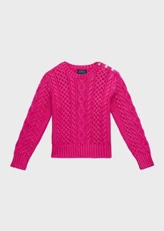 Ralph Lauren Girl's Aran-Knit Cotton Sweater, Size 2-6X
