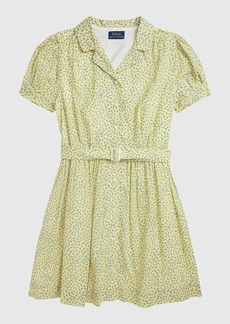Ralph Lauren Girl's Cotton Batiste Belted Floral Day Dress, Size 7-16