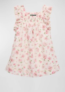 Ralph Lauren Girl's Floral-Print Ruffle Trim Dress, Size 4-6X