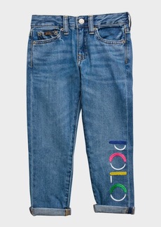 Ralph Lauren Girl's Logo Slim-Fit Denim Jeans, Size 2-6X