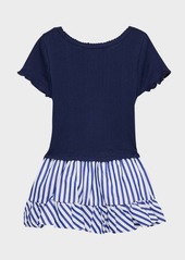 Ralph Lauren Girl's Pointelle Rib and Stripe Short-Sleeve Dress, Size 2-6X