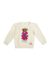 Ralph Lauren Girl's Polo Bear Intarsia Rib Knit Sweater, Size 9-24M