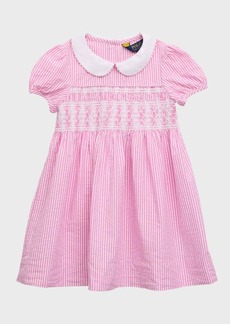 Ralph Lauren Girl's Seersucker Smocked Stripe Dress, Size 2-6X