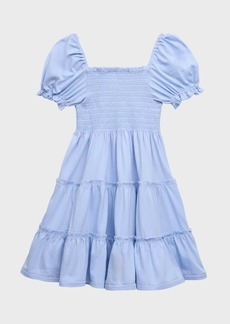 Ralph Lauren Girl's Smocked Puff-Sleeve Cotton Day Dress, Size 2-6X