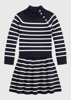 Ralph Lauren Girl's Two-Piece Nautical Striped Sweater & Skirt Set, Size 4-6X