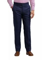 Ralph Lauren Glenplaid Flat-Front Linen-Silk Trousers