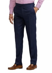 Ralph Lauren Glenplaid Flat-Front Linen-Silk Trousers