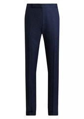 Ralph Lauren Glenplaid Flat-Front Linen-Silk Trousers