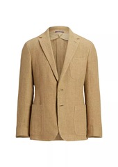 Ralph Lauren Hadley Herringbone Linen-Blend Two-Button Blazer