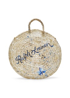 Ralph Lauren Hand-Painted Raffia Tote Bag