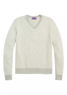 Ralph Lauren Herringbone Cashmere V-Neck Sweater
