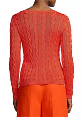 Ralph Lauren High Shine Cable-Knit V-Neck Sweater