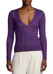 Ralph Lauren High Shine Silk Cable-Knit Sweater