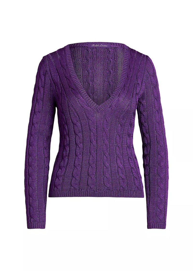 Ralph Lauren High Shine Silk Cable-Knit Sweater