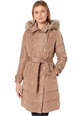 Ralph Lauren Horizontal Double Breasted Trench Faux Fur Trim