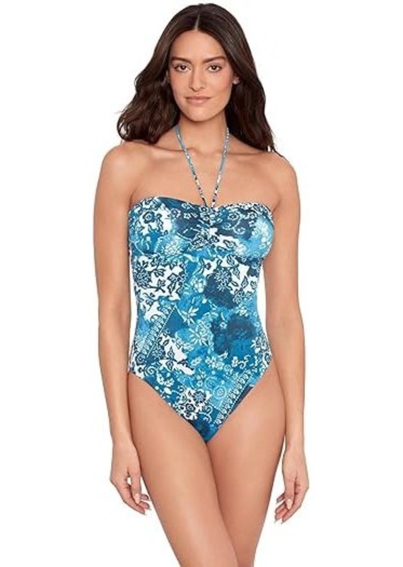 Ralph Lauren Indigo Patchwork Bandeau Halter One Piece