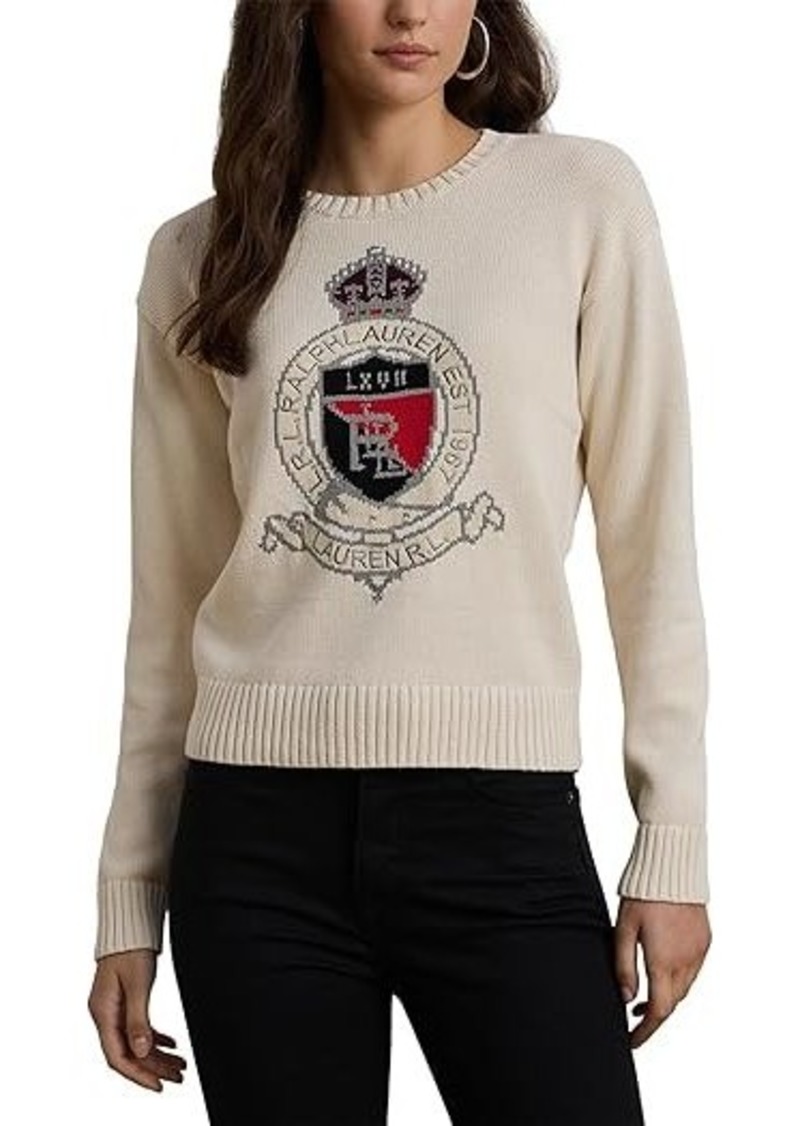 Ralph Lauren Intarsia-Knit Crest Cotton Sweater