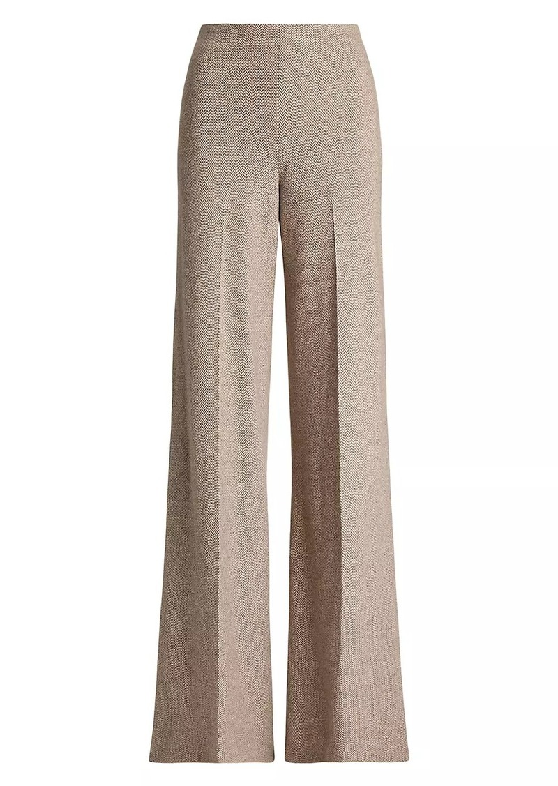 Ralph Lauren Isaiah Herringbone Wool-Silk Wide-Leg Trousers