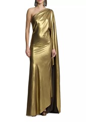 Ralph Lauren Jackeline Foil Metallic One-Shoulder Gown