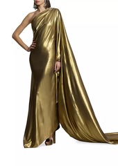 Ralph Lauren Jackeline Foil Metallic One-Shoulder Gown