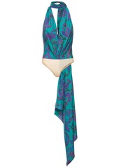 Ralph Lauren Jarvis Printed Satin Scarf Bodysuit