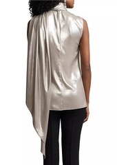 Ralph Lauren Julie Draped Liquid Foil Sleeveless Blouse