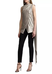 Ralph Lauren Julie Draped Liquid Foil Sleeveless Blouse