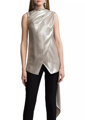 Ralph Lauren Julie Draped Liquid Foil Sleeveless Blouse