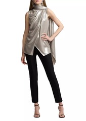 Ralph Lauren Julie Draped Liquid Foil Sleeveless Blouse