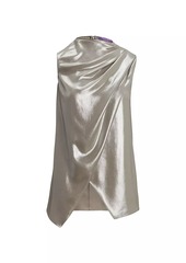 Ralph Lauren Julie Draped Liquid Foil Sleeveless Blouse