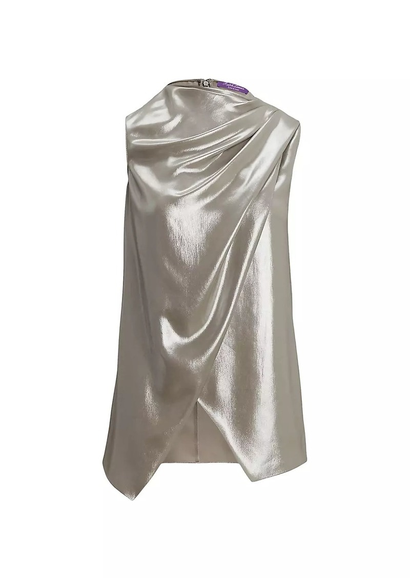 Ralph Lauren Julie Draped Liquid Foil Sleeveless Blouse