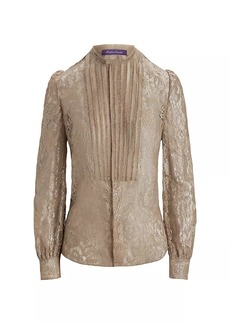 Ralph Lauren Kaydon Metallic Lace Pintuck Shirt