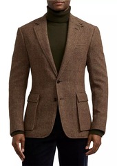 Ralph Lauren Kent Houndstooth Wool-Cashmere Single-Breasted Jacket