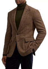 Ralph Lauren Kent Houndstooth Wool-Cashmere Single-Breasted Jacket