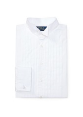 Ralph Lauren Knife-Pleated Poplin Dress Shirt, White, Boy's Sizes 4-7