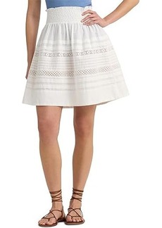 Ralph Lauren Lace-Trim Cotton Broadcloth Miniskirt