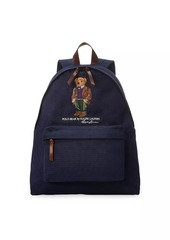 Ralph Lauren Polo Large Bear Logo Leather-Trimmed Backpack