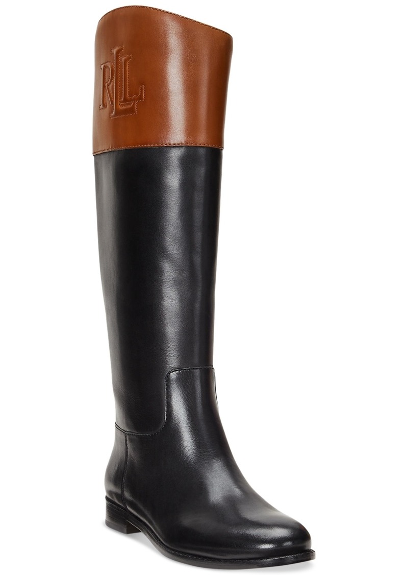 Lauren Ralph Lauren Women's Justine Ii Riding Boots - Black, Deep Saddle Tan