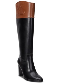 Lauren Ralph Lauren Women's Page Ii Tall Boots - Black, Deep Saddle Tan