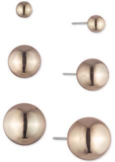 Lauren Ralph Lauren 3-Pc. Set Metal Ball Stud Earrings - Gold
